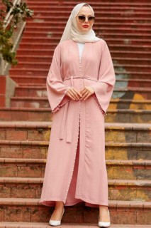 Woman Clothing - Abaya Hijab Rose Poudré 100338903 - Turkey