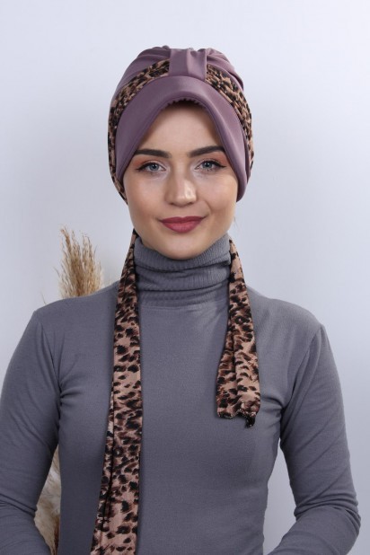Woman Bonnet & Turban - وشاح قبعة بونيه بنفسجي - Turkey
