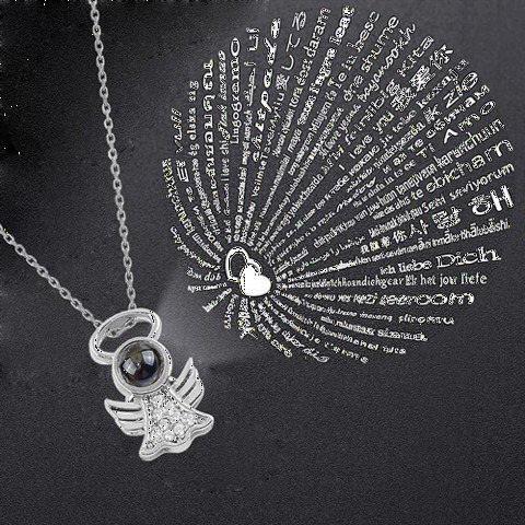 Other Necklace - I Love You In A Hundred Languages ​​Angel Model Silver Necklace Silver 100348063 - Turkey