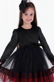 Girl's Skirt Laced Glittery Black Evening Dress 100327081