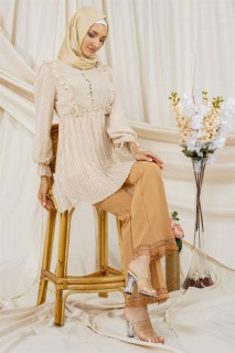 Woman Clothing - تونيك مرن مزين بأزرار نسائية 100326137 - Turkey
