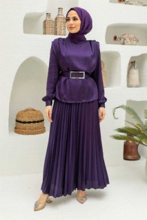 Wedding & Evening - Purple Hijab Suit Dress 100340303 - Turkey