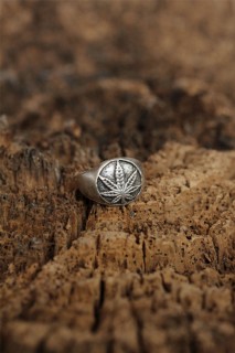 Silver Rings 925 - Adjustable Leaf Pattern Men's Ring 100319111 - Turkey