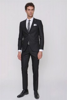 Men Black Basic Straight Slim Fit Slim Fit 6 Drop Suit 100350801