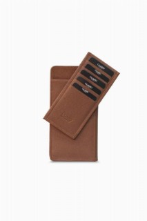 Wallet - Hidden Card Compartment Tobacco Saffiano Zippered Portfolio Wallet 100346018 - Turkey