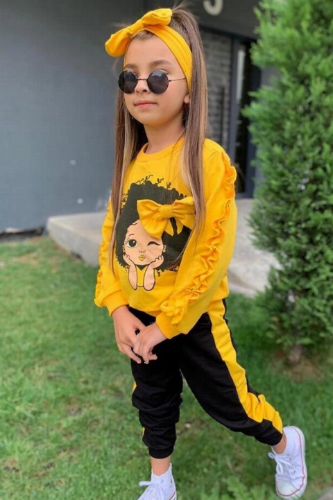 Girl Candy Girl Printed Bandana Yellow Tracksuit Suit 100351618