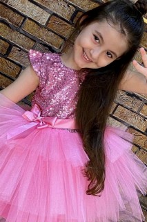 Children's Pearl Embroidered Katkat Pink Evening Dress 100328674