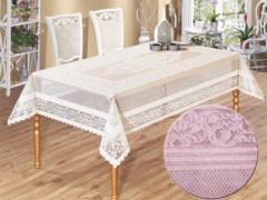 Rectangle Table Cover - Venessi Knitted Panel Pattern Table Cloth Lilac 100258003 - Turkey