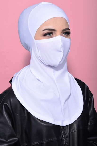 Ready to wear Hijab-Shawl - Maskierter Sport Hijab Weiß - Turkey