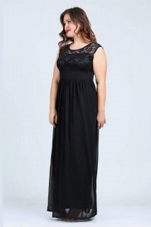 Long evening dress - Plus Size Chiffon Sleeveless Long Evening Dress 100275969 - Turkey