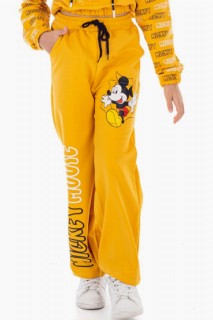 Girl Mickey Mouse Elastic Waist Wide Leg Yellow Tracksuit Suit 100327073
