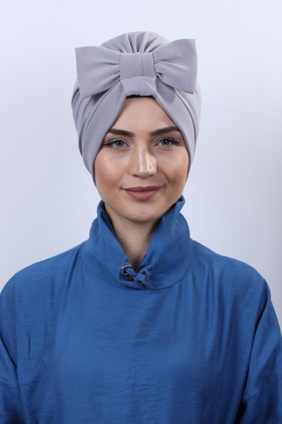 Woman Bonnet & Turban - Bonnet Bowknot Double Face Gris - Turkey