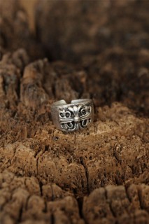 Silver Rings 925 - Patterned Adjustable Men's Ring 100319324 - Turkey