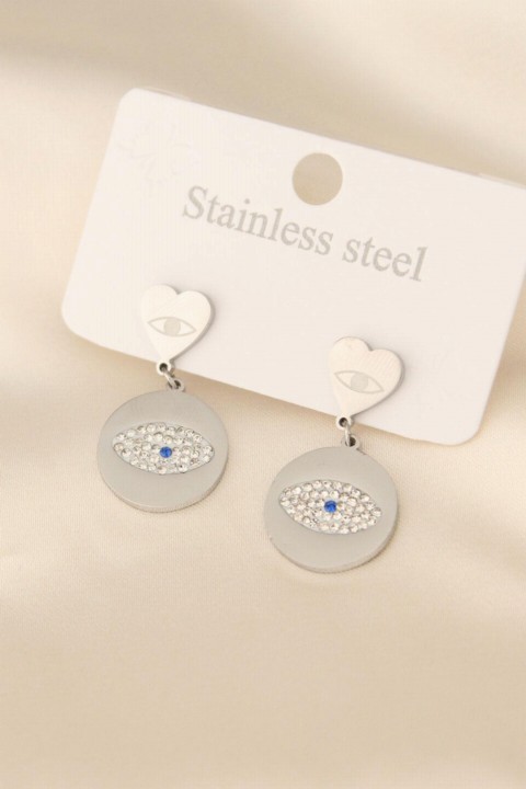 Jewelry & Watches - Steel Silver Color Stone Eye Shaped Earring 100319974 - Turkey