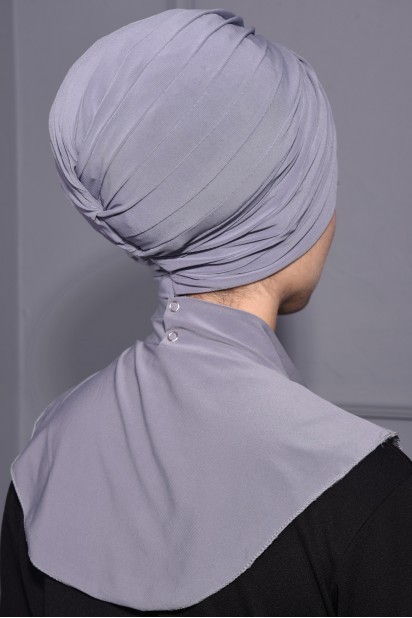 Snap Fastener Hijab Collar Gray 100285598