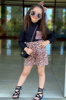 Girl Clothing - بدلة بناتي قميص أسود بنقشة جلد الفهد 100326813 - Turkey