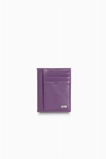 Men - Diga Purple Split Leather Card Holder 100346078 - Turkey