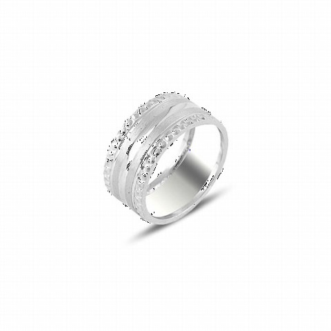 Men - Edges Dot Motif Silver Wedding Ring 100346985 - Turkey