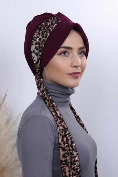 Woman Bonnet & Turban - Schal Mütze Mütze Pflaume - Turkey