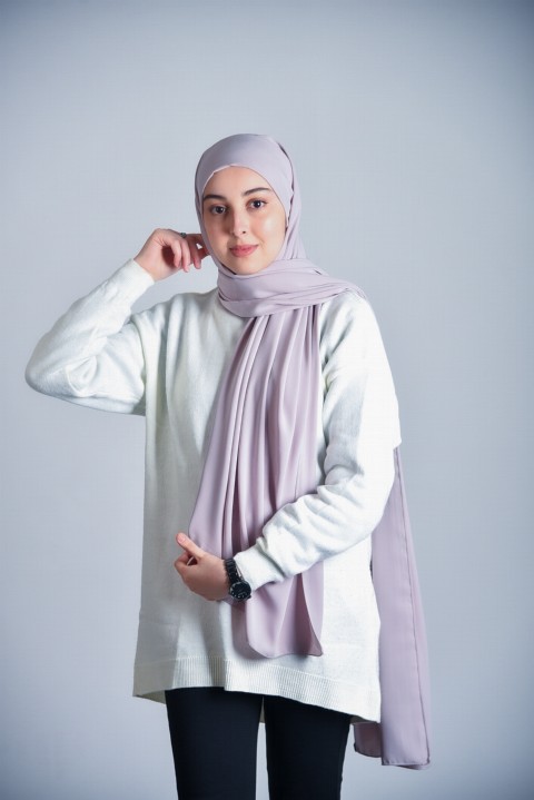 Woman Hijab & Scarf - Prêt à porter Soie de Médine - Couleur Gris-Parme - Turkey