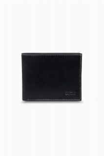 Wallet - Diga Portefeuille pour homme en cuir classique à imprimé toile de jute noir 100345922 - Turkey