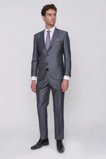 Suit - بدلة  عادية 4 للرجال ذات قصة ضيقة باللون الرمادي 100350807 - Turkey