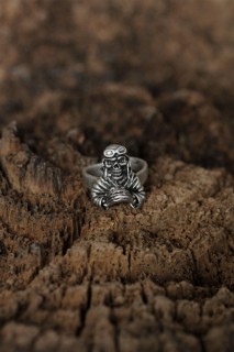 Silver Rings 925 - Adjustable Biker Skull Design Men's Ring 100326508 - Turkey