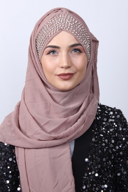 Ready to wear Hijab-Shawl - حجر بونيه تصميم شال فاتح مينك - Turkey