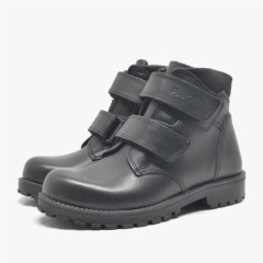 Sentor Black Furred Genuine Leather Velcro Children's Boots 100278611