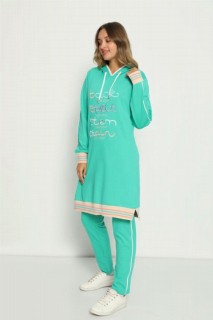 Women's Embroidery Detailed Hooded Tracksuit Set 100325546