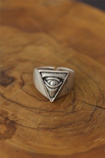 Men - Eye Detail Metal Adjustable Men's Ring 100319522 - Turkey