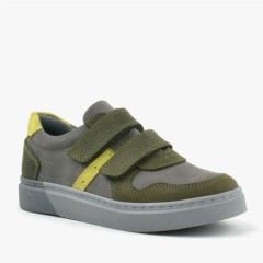 Kids - Rakerplus Genuine Leather Khaki Gray Boys Kids Sneakers 100352501 - Turkey