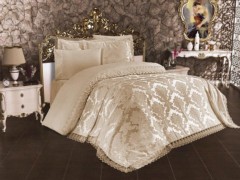 Bedding - French Lace Lalezar Bridal Set 7 Pieces Cappucino 100259651 - Turkey