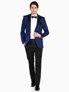 Men Clothing - Men's Sax Blue Vienna Slim Fit Groom Suit 100351075 - Turkey