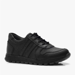 Boy Shoes - Chaussures d'école de sport noires en cuir véritable avec fermeture éclair pour garçons 100278803 - Turkey