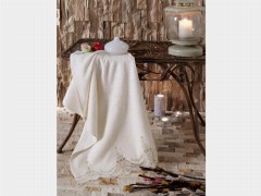 Dowry Towel - French Guipure Sultan Dowery Bamboo Towel Cream 100259763 - Turkey