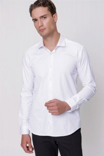 Men's White Compact Slim Fit Slim Fit Plain 100% Cotton Satin Shirt 100351323