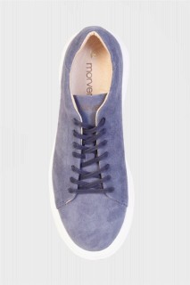 Men's Navy Blue Casual Lace-up Eva Sole Leather Shoes 100350790