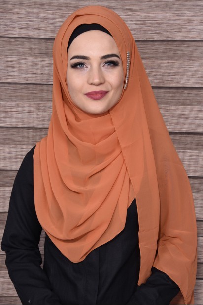 Woman Bonnet & Hijab - Châle Pierre Élégant Orange - Turkey