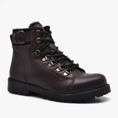 Boy Shoes - Griffon Genuine Leather Children's Winter Boots with Zip 100278595 - Turkey