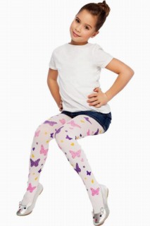Girl Clothing - Girl's Butterfly Printed Thin White Tights 100327327 - Turkey