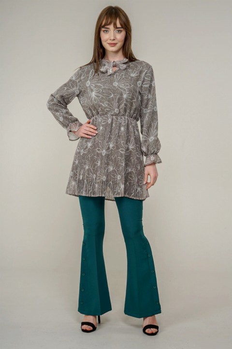 Women's Pleated Patterned Tunic 100342629