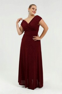 Long evening dress - Plus Size Carmen Collar Silbriges langes Abendkleid 100276746 - Turkey