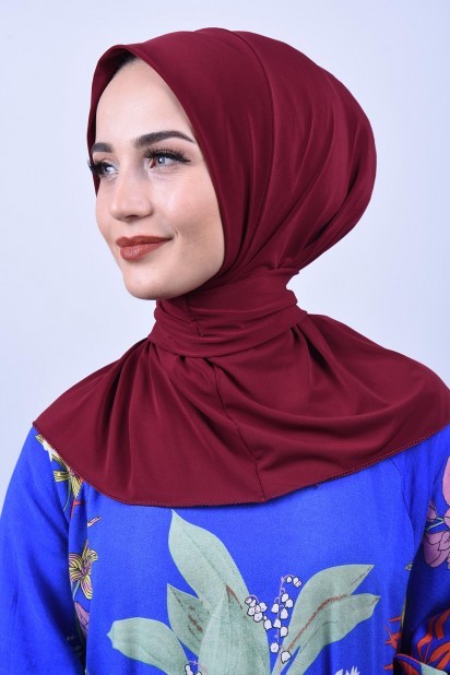 All occasions - Snap Fastener Scarf Shawl Claret Red 100285608 - Turkey