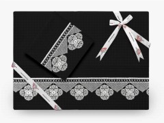 Dowry set - Sparkle Needle Lace Bettbezug-Set Schwarz 100259439 - Turkey