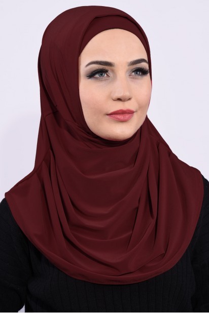 Woman Bonnet & Turban - Boneli Prayer Cover Claret Red 100285123 - Turkey