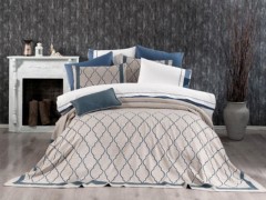 Bed Covers - Dowry Land Jennifer 10-teiliges Bettbezug-Set Beige Blau 100332111 - Turkey