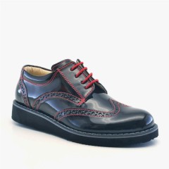 Kids - Hidra Classic Chaussures plates classiques détaillées noires rouges pour garçon 100278528 - Turkey