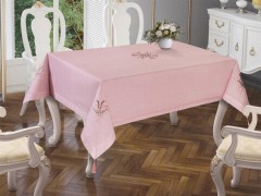 Rectangle Table Cover - Tulip Embroidered Table Cloth Powder Powder 100259328 - Turkey