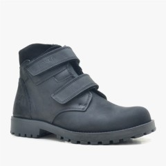 Boy Shoes - Sentor Genuine Leather Velcro Anatomic Furred Teen Boots 100278655 - Turkey